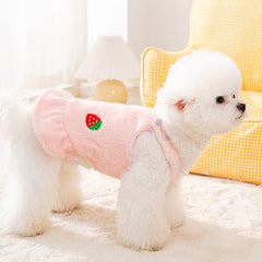 Dog Dress Chihuahua Winter Cute Suspender Strawberry Print Skirt