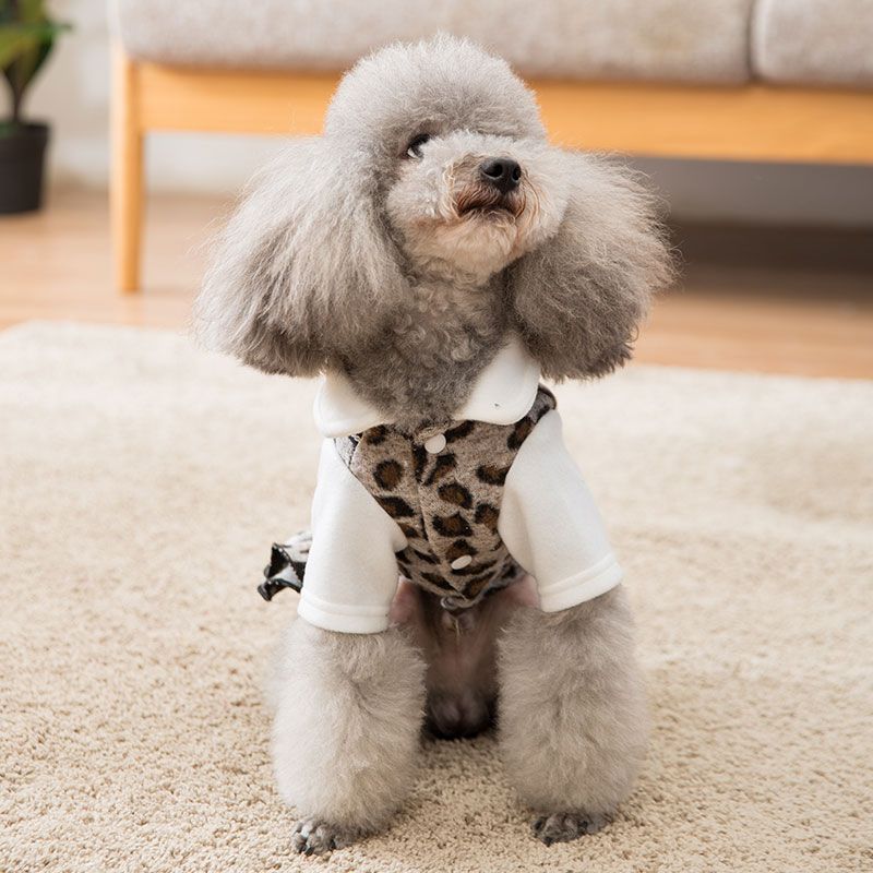 Dog Dresses Lepord Pet Autumn Polp Tops