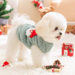 Dog Shirts Christmas Elk Warm Fleece Jacket and Santa Claus Accessory Clothes