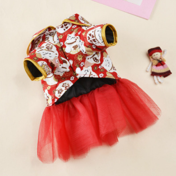 Dog Dresses Lucky Cat Elk New Year Christmas Tops