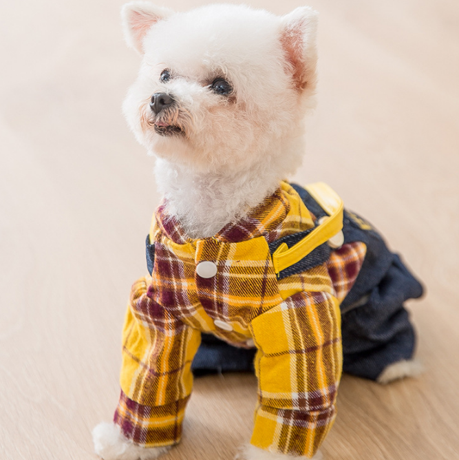 Dog Shirts Pet Lattice T-Shirt Overalls