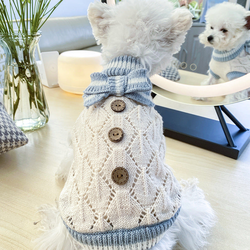 Dog Shirt Knitted bow Pet clothes