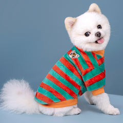 Dog Shirts Anti-shedding Puppy Print Rainbow Stripe Thermal Top