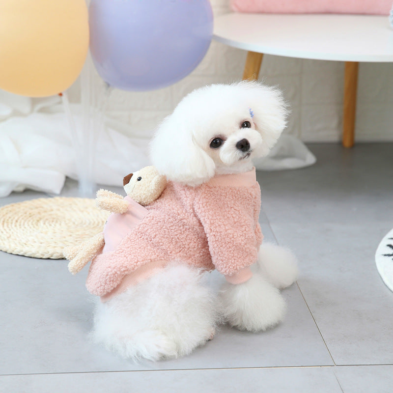Dog Shirts Winter Back Bear Teddy Pet Fleece Tops