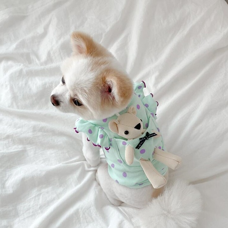 Dog Shirts Dot Doll Pocket Cute Pet Clothes