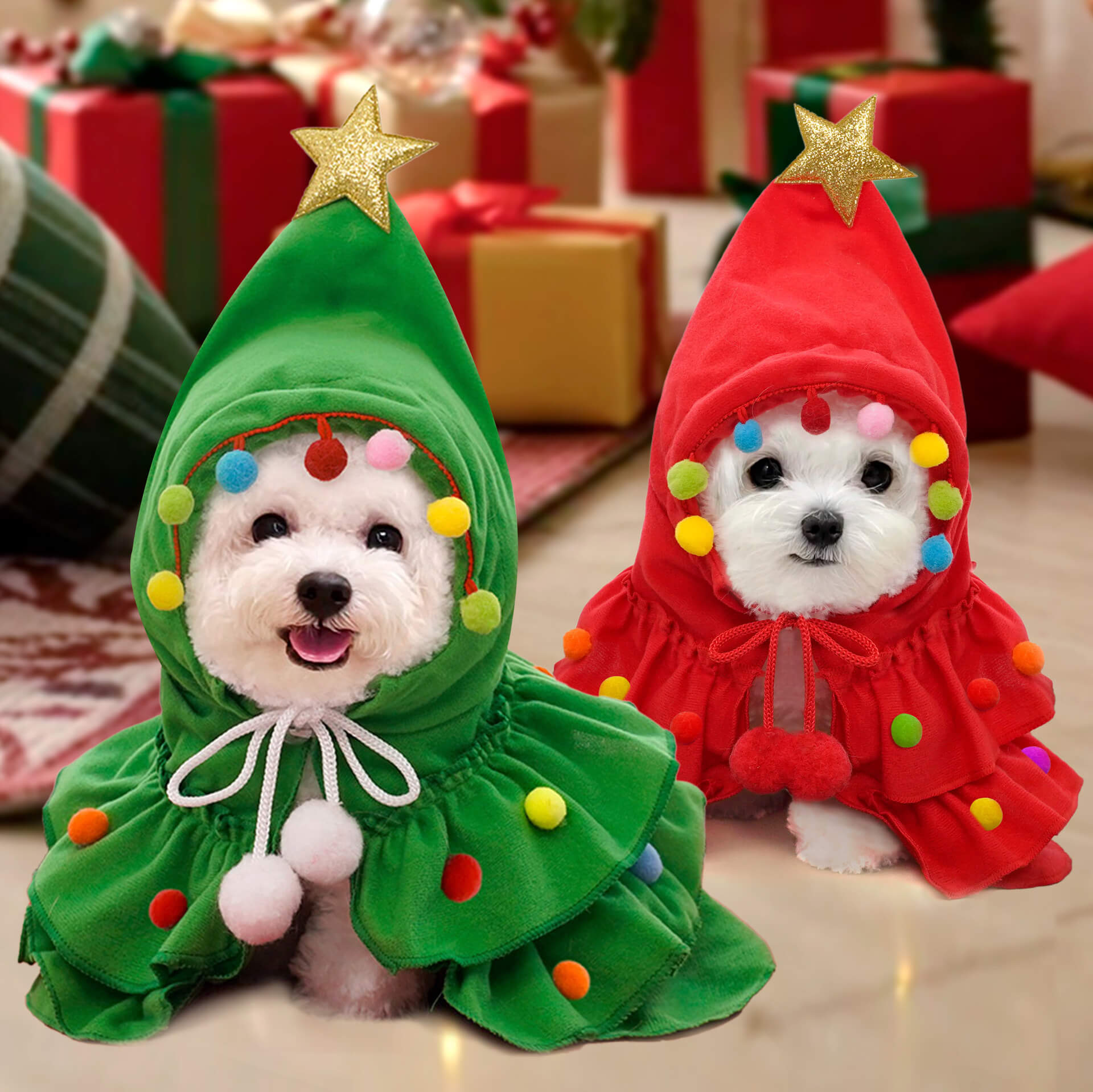 Dog Hoodie Christmas Two-color Cape  Pet Cape  Shawl  Dog Transformation