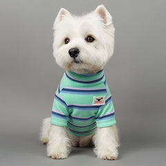 Dog Shirts Winter Velvet Teddy Stripe Bottoming Tops