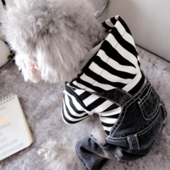 Dog Hoodie Snap Four-legged Autumn Winter Denim Overalls