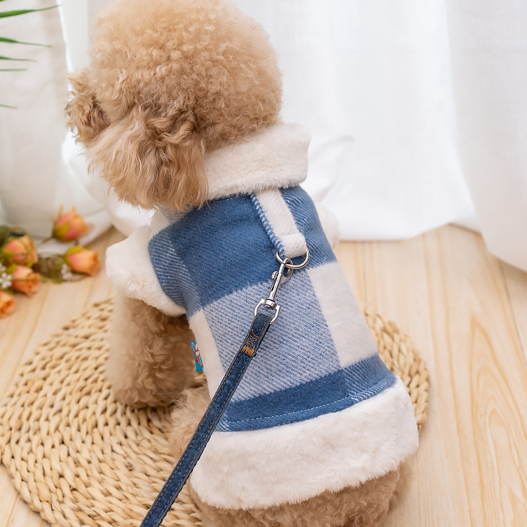 Dog Shirts Orange Plaid Winter Cotton Teddy Pet Coat