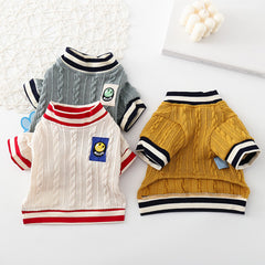 Dog Shirt Yellow School Pet knitted jacquard sweater