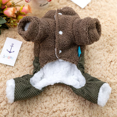 Dog Hoodie Dark Green Winter Cotton Teddy Pet Jumpsuit