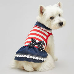 Dress of Dog Thin Striped Skirt