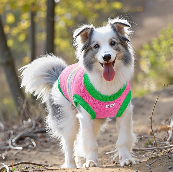 Striped Dog Shirt with Collar and Leash Ring