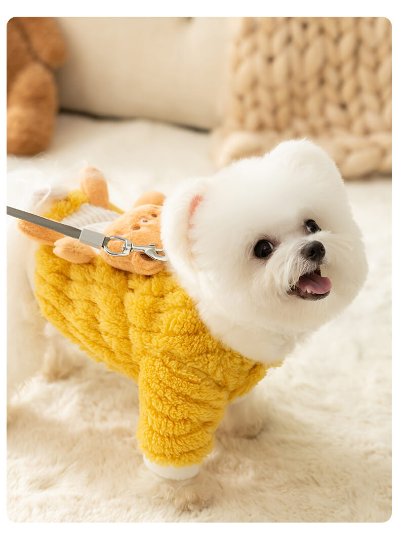 Dog Dress Pullable Autumn and Winter Teddy Bear Warm Fleece