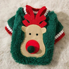 Dog Shirts Christmas Elk Velvet Teddy Bichon Cat Pet Padded Clothes