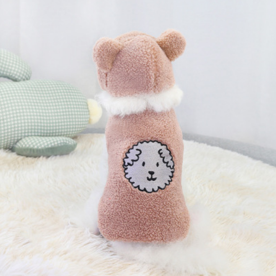 Dog Hoodie Winter Lamb Embroidered Warm Fleece