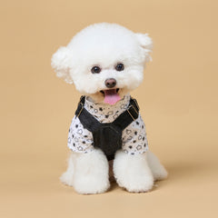 Cute Denim Overall Dog Outfit with Star Print Shirt