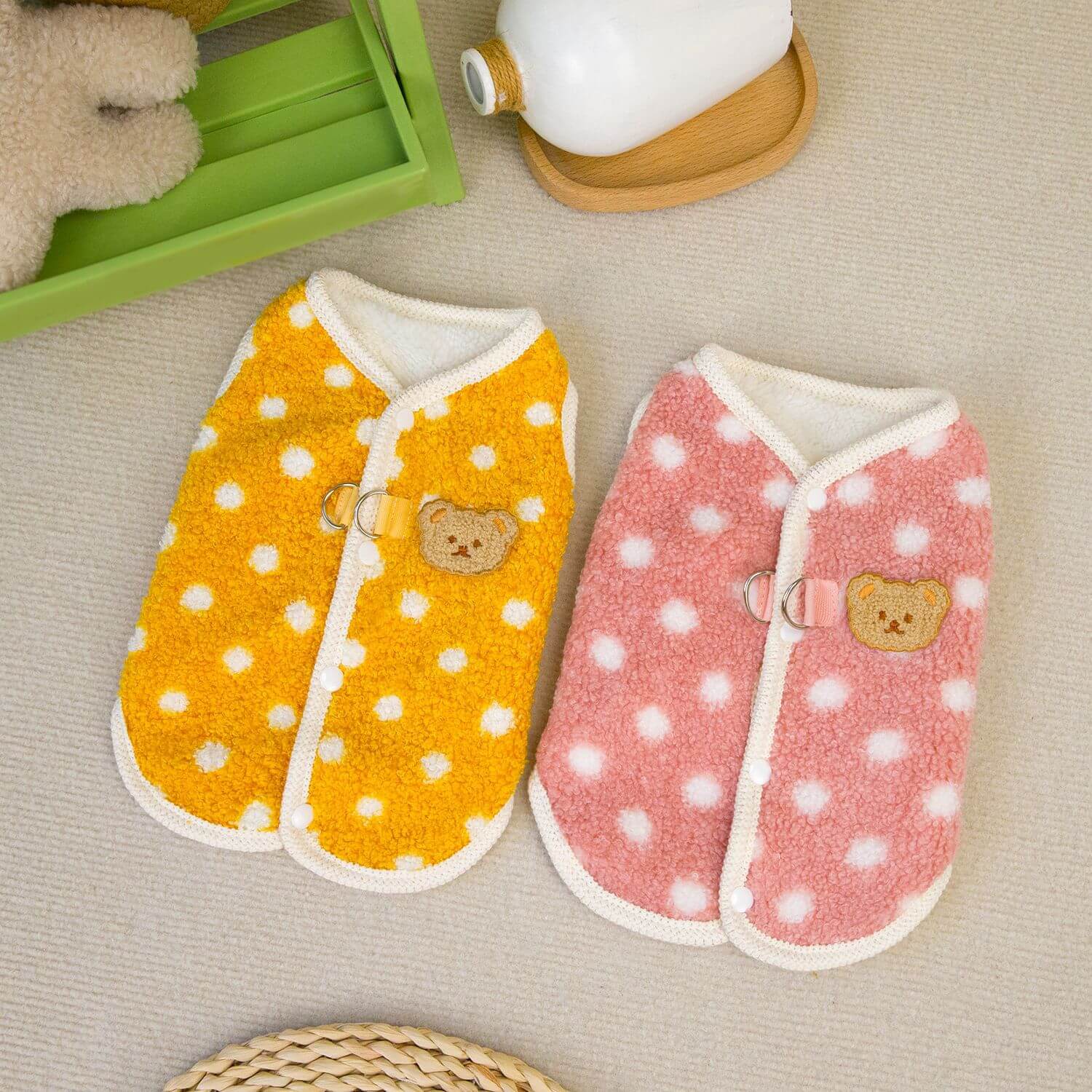 Dog Dress Comfortable Teddy Fleece Vest with Open Buttons