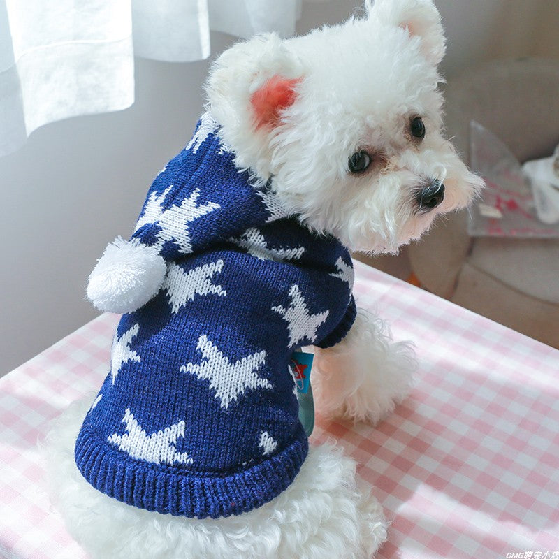 Dog Hoodie Star Magic Knitted Wool Sweater
