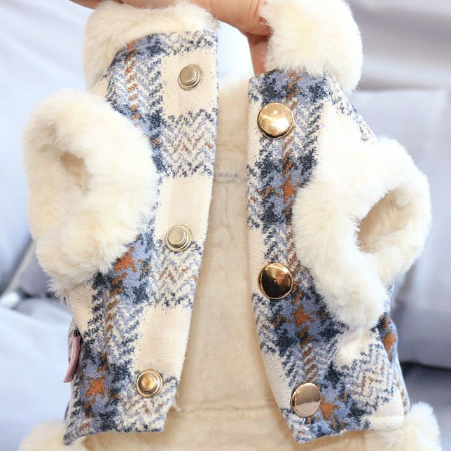 Dog Dress Puppies Plaid Cute Warm Vest Coats