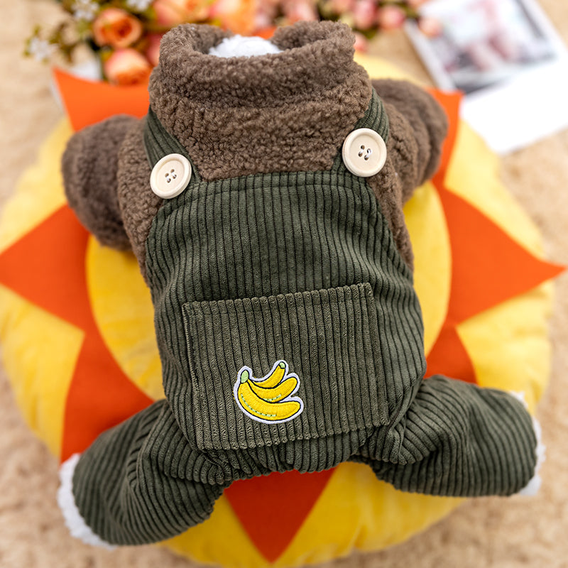 Dog Hoodie Dark Green Winter Cotton Teddy Pet Jumpsuit