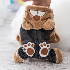 Dog Hoodie Grey Paw New Year's Winter Coat  Jumpsuit