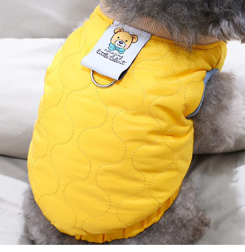 Hot Dog Shirts Winter Warm Vest Dog Yellow Coat