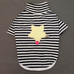 Dog Shirt Striped Round Neck