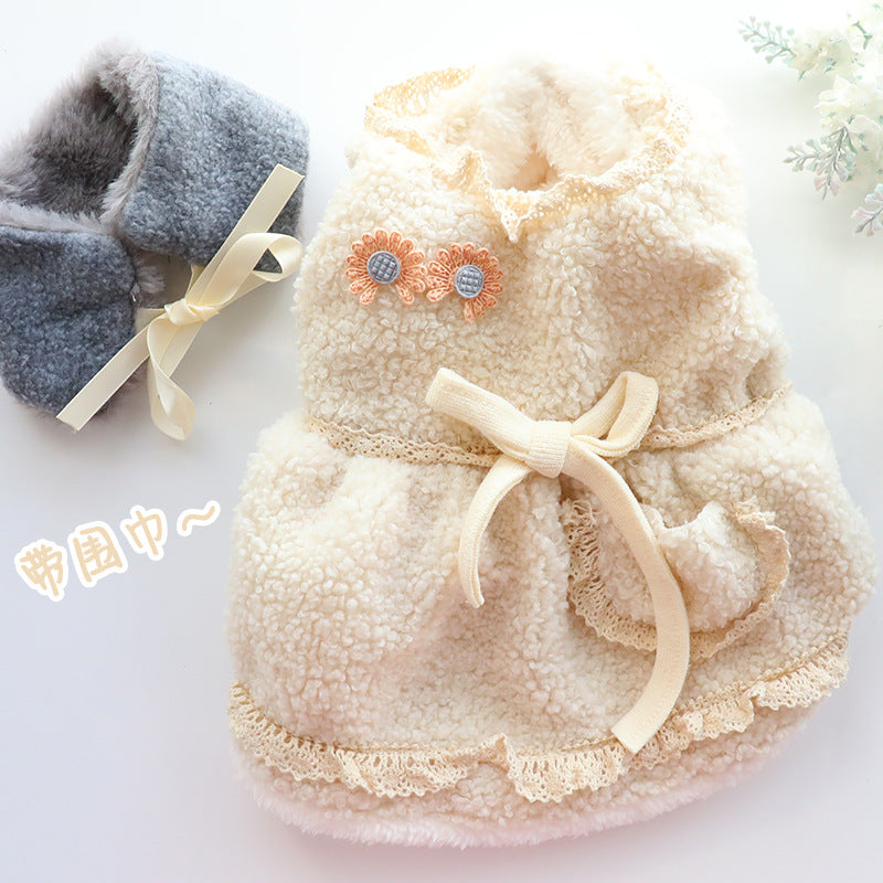 Dog Dress Winter Cat Princess Lace Cotton