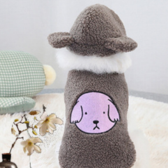 Dog Hoodie Winter Lamb Embroidered Warm Fleece