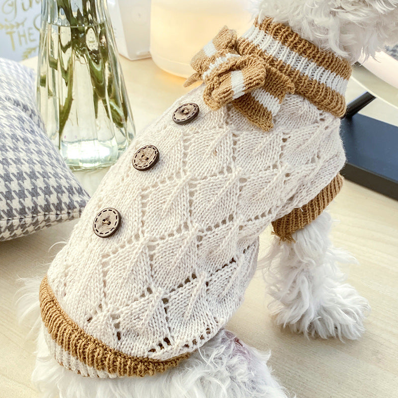 Dog Shirt Knitted bow Pet clothes