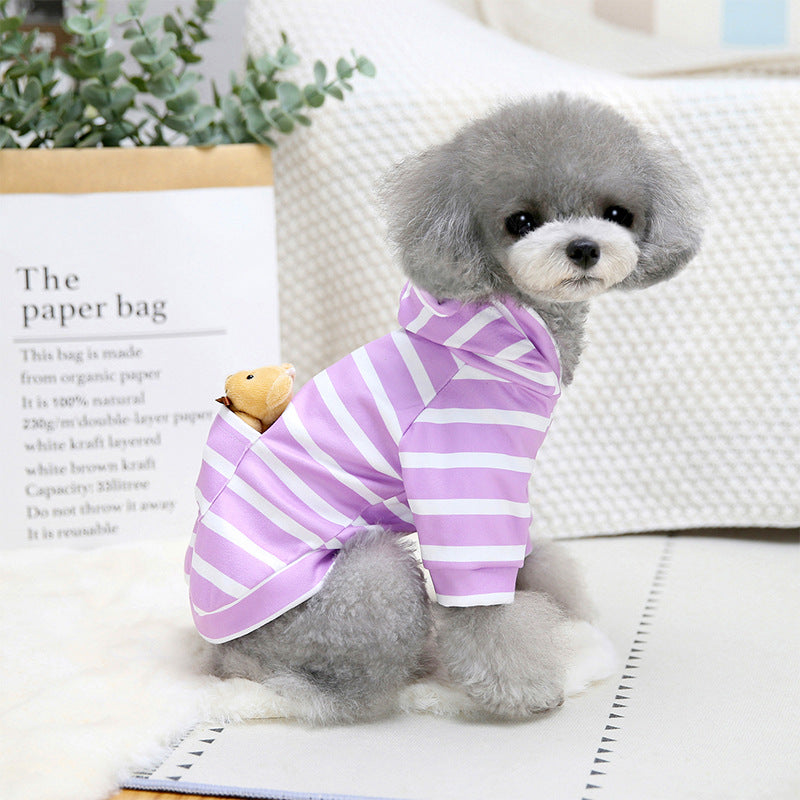 Dog Hoodie Purple Stripe Pet Tops