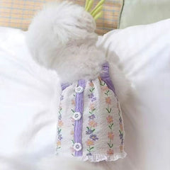 Floral Lace Dog Dress Summer Puppy Clothes